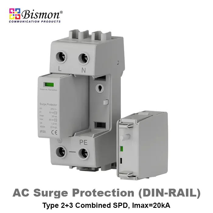 AC Surge Protection 20KA Din-rail Type 2-3 (อุปกรณ์ป้องกันไฟกระชาก SPD) 230V